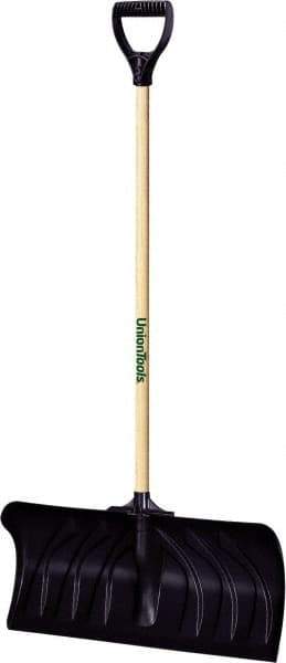 UnionTools - 24 Inch Wide Blade x 11 Inch High Blade Pusher Snow Shovel - 45 Inch Long Hardwood Handle - Industrial Tool & Supply