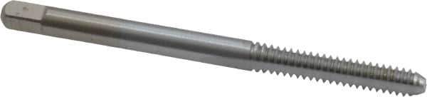 Made in USA - #6-32 UNC 3B 2 Flute Chrome Finish High Speed Steel Straight Flute Standard Hand Tap - Bottoming, Right Hand Thread, 2" OAL, 11/16" Thread Length, H2 Limit, Oversize - Exact Industrial Supply