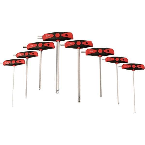 Wiha - 1 Piece, Ergo Dual Component Ball End & T-Handle Driver Hex Key Set - 2 to 10mm Range, Dual Composite - Industrial Tool & Supply