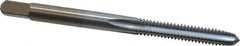 Made in USA - #8-32 UNC 2B 4 Flute Chrome Finish High Speed Steel Straight Flute Standard Hand Tap - Plug, Right Hand Thread, 2-1/8" OAL, 3/4" Thread Length, H3 Limit, Oversize - Exact Industrial Supply
