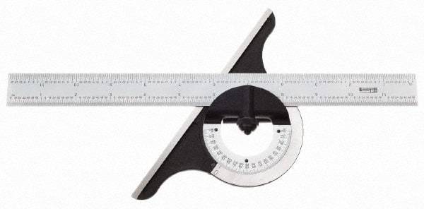 SPI - 12 Inch Long Blade, 180° Max Measurement, Bevel Protractor - Industrial Tool & Supply
