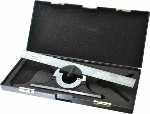 SPI - 12 Inch Long Blade, 180° Max Measurement, Bevel Protractor - Industrial Tool & Supply