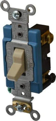 Leviton - 3 Pole, 120 to 277 VAC, 15 Amp, Industrial Grade, Toggle, Wall and Dimmer Light Switch - 1.31 Inch Wide x 4.06 Inch High - Industrial Tool & Supply
