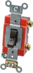 Leviton - 1 Pole, 120 to 277 VAC, 20 Amp, Industrial Grade, Toggle, Wall and Dimmer Light Switch - 1.31 Inch Wide x 4.06 Inch High - Industrial Tool & Supply