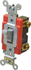 Leviton - 1 Pole, 120 to 277 VAC, 20 Amp, Industrial Grade, Toggle, Wall and Dimmer Light Switch - 1.31 Inch Wide x 4.06 Inch High - Industrial Tool & Supply