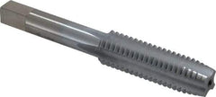 Made in USA - 1/2-13 UNC 3B 4 Flute Chrome Finish High Speed Steel Straight Flute Standard Hand Tap - Plug, Right Hand Thread, 3-3/8" OAL, 1-21/32" Thread Length, H3 Limit, Oversize - Exact Industrial Supply