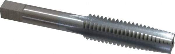 Made in USA - 1/2-13 UNC 3B 4 Flute Chrome Finish High Speed Steel Straight Flute Standard Hand Tap - Taper, Right Hand Thread, 3-3/8" OAL, 1-21/32" Thread Length, H3 Limit, Oversize - Exact Industrial Supply