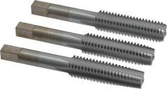 Made in USA - 1/2-13 UNC, 4 Flute, Bottoming, Plug & Taper, Chrome Finish, High Speed Steel Tap Set - Right Hand Cut, 3-3/8" OAL, 1-21/32" Thread Length, 2B/3B Class of Fit - Industrial Tool & Supply