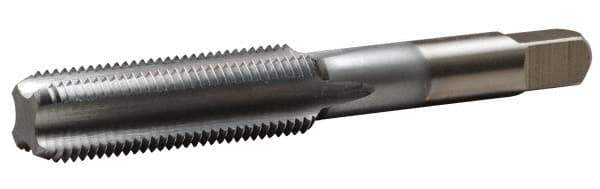 Made in USA - 1/4-28 UNF 4 Flute Chrome Finish High Speed Steel Straight Flute Standard Hand Tap - Bottoming, Right Hand Thread, 2-1/2" OAL, 1" Thread Length, H2 Limit, Oversize - Exact Industrial Supply