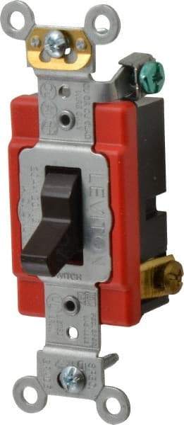 Leviton - 3 Pole, 120 to 277 VAC, 20 Amp, Industrial Grade, Toggle, Wall and Dimmer Light Switch - 1.31 Inch Wide x 4.06 Inch High - Industrial Tool & Supply