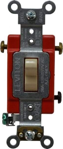 Leviton - 3 Pole, 120 to 277 VAC, 20 Amp, Industrial Grade, Toggle, Wall and Dimmer Light Switch - 1.31 Inch Wide x 4.06 Inch High - Industrial Tool & Supply