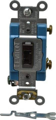 Leviton - 1 Pole, 120 to 277 VAC, 15 Amp, Industrial Grade, Toggle, Wall and Dimmer Light Switch - 1.31 Inch Wide x 4.06 Inch High - Industrial Tool & Supply