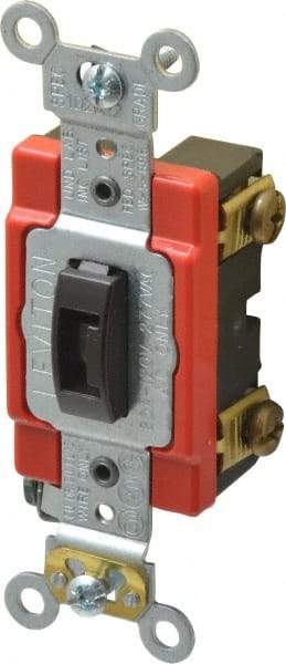 Leviton - 1 Pole, 120 to 277 VAC, 20 Amp, Industrial Grade, Toggle, Wall and Dimmer Light Switch - 1.31 Inch Wide x 4.06 Inch High - Industrial Tool & Supply