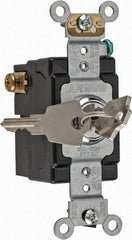 Leviton - 3 Pole, 120 to 277 VAC, 20 Amp, Industrial Grade, Key Lock, Wall and Dimmer Light Switch - 4.06 Inch High - Industrial Tool & Supply