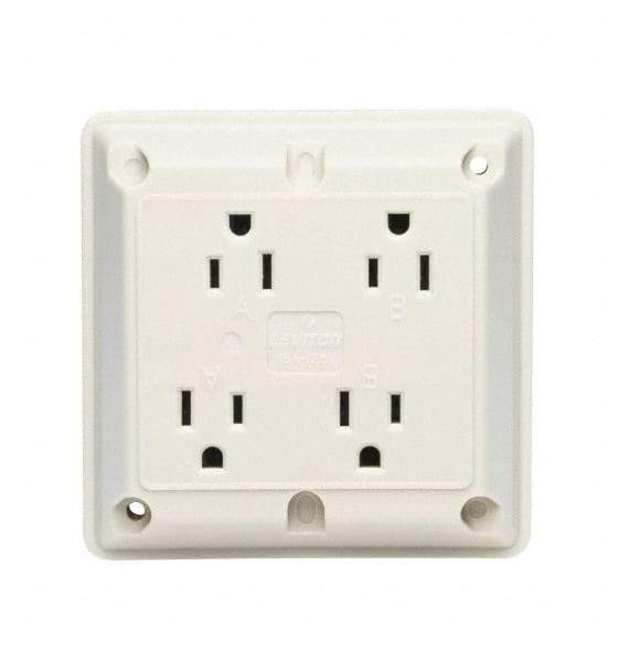 Hubbell Wiring Device-Kellems - 125 VAC, 20 Amp, 5-20R NEMA Configuration, Brown, Specification Grade, Self Grounding Fourplex Receptacle - 1 Phase, 2 Poles, 3 Wire, Flush Mount, Impact Resistant - Industrial Tool & Supply