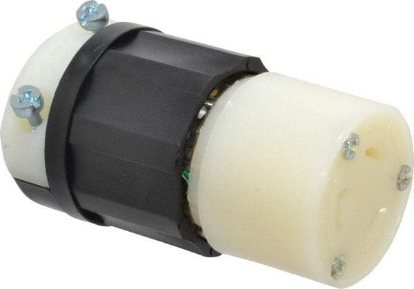 Leviton - 250 VAC, 20 Amp, L6-20R Configuration, Industrial Grade, Self Grounding Connector - 1 Phase, 2 Poles, 0.385 to 0.78 Inch Cord Diameter - Industrial Tool & Supply
