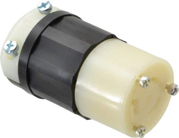 Leviton - 480 VAC, 20 Amp, L8-20R Configuration, Industrial Grade, Self Grounding Connector - 1 Phase, 2 Poles, 0.385 to 0.78 Inch Cord Diameter - Industrial Tool & Supply