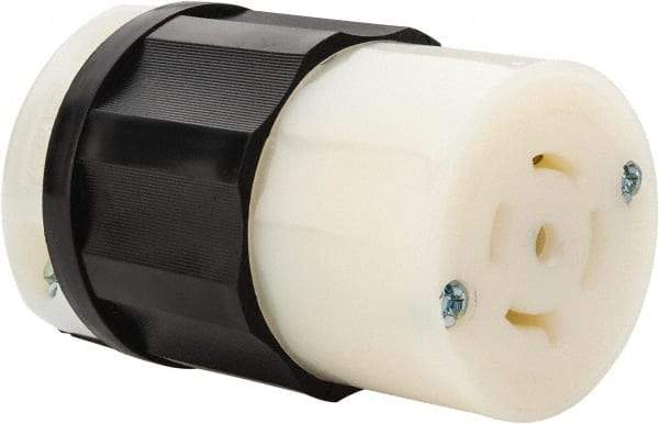 Leviton - 277/480 VAC, 20 Amp, L22-20R Configuration, Industrial Grade, Self Grounding Connector - 3 Phase, 4 Poles, 0.595 to 0.895 Inch Cord Diameter - Industrial Tool & Supply