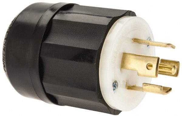 Leviton - 277/480 VAC, 30 Amp, L22-30P Configuration, Industrial Grade, Self Grounding Plug - 3 Phase, 4 Poles, 0.595 to 1.15 Inch Cord Diameter - Industrial Tool & Supply