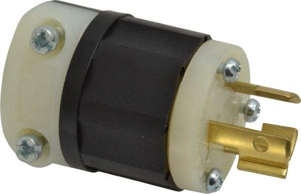 Leviton - 250 VAC, 15 Amp, L6-15P Configuration, Industrial Grade, Self Grounding Plug - 1 Phase, 2 Poles, 0.245 to 0.7 Inch Cord Diameter - Industrial Tool & Supply