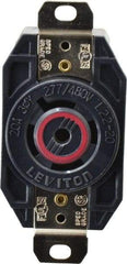 Leviton - 277/480 VAC, 20 Amp, L22-20R NEMA, Self Grounding Receptacle - 4 Poles, 5 Wire, Female End, Black - Industrial Tool & Supply