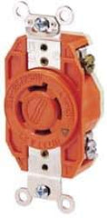 Leviton - 250 VAC, 20 Amp, L6-20R NEMA Configuration, Orange, Industrial Grade, Isolated Ground Single Receptacle - 1 Phase, 2 Poles, 3 Wire, Flush Mount - Industrial Tool & Supply