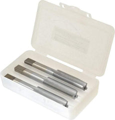 Made in USA - 5/8-18 UNF, 4 Flute, Bottoming, Plug & Taper, Chrome Finish, High Speed Steel Tap Set - Right Hand Cut, 3-13/16" OAL, 1-13/16" Thread Length, 2B/3B Class of Fit - Industrial Tool & Supply