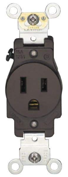 Hubbell Wiring Device-Kellems - 125/250 VAC, 30 Amp, 14-30R NEMA Configuration, Brown, Industrial Grade, Self Grounding Single Receptacle - 1 Phase, 3 Poles, 4 Wire, Flush Mount - Industrial Tool & Supply