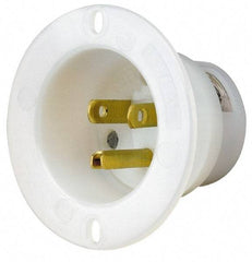 Leviton - 125 VAC, 15 Amp, 5-15P NEMA Configuration, White, Industrial Grade, Self Grounding Single Receptacle - 1 Phase, 2 Poles, 3 Wire, Flush Mount, Corrosion and Impact Resistant - Industrial Tool & Supply