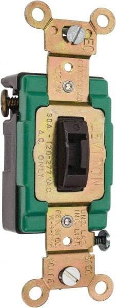Leviton - 3 Pole, 120 to 277 VAC, 30 Amp, Industrial Grade, Toggle, Wall and Dimmer Light Switch - 1.31 Inch Wide x 4.06 Inch High - Industrial Tool & Supply