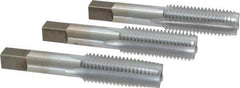 Made in USA - 3/4-10 UNC, 4 Flute, Bottoming, Plug & Taper, Chrome Finish, High Speed Steel Tap Set - Right Hand Cut, 4-1/4" OAL, 2" Thread Length, 2B/3B Class of Fit - Industrial Tool & Supply