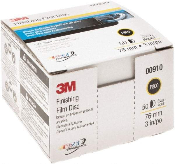 3M - 3" Diam, Aluminum Oxide Hook & Loop Disc - Fine Grade, Coated, Series 260L - Industrial Tool & Supply