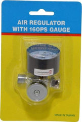 PRO-SOURCE - 1/4 NPT Port, Zinc Dial Air Regulator - 10 to 120 psi Range, 120 Max psi Supply Pressure, 1/4" Gauge Port Thread, 1.97" Wide x 1.97" High - Industrial Tool & Supply