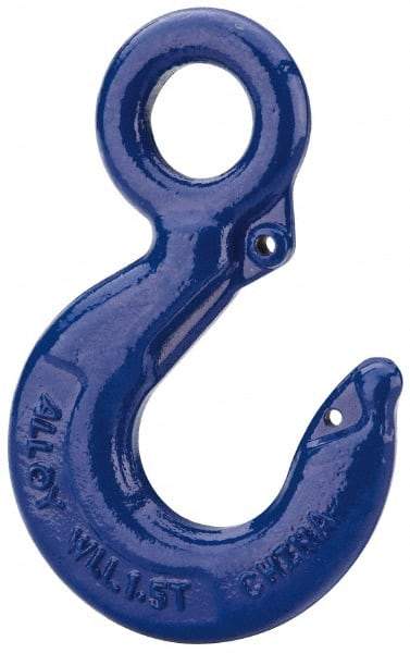 Value Collection - 2,000 Lb Capacity, Alloy Steel Eye Hook - 0.93" Hook Throat, 3.13" Reach, 3/4" Eye ID, 4.37" OAL, Plain Finish - Industrial Tool & Supply