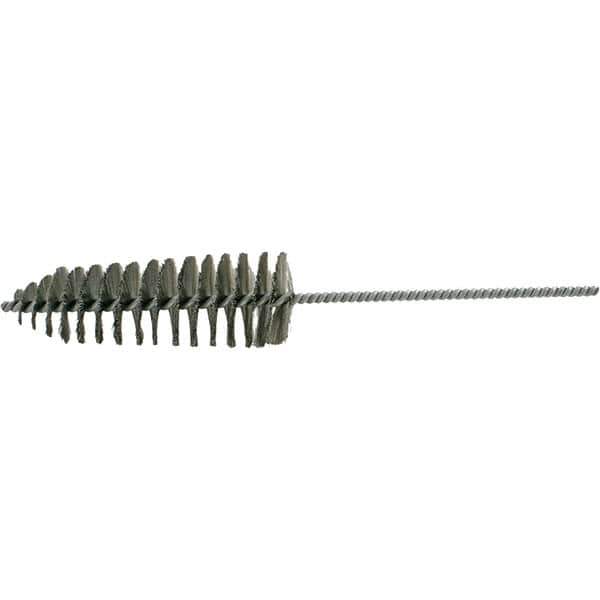 Brush Research Mfg. - 2-1/4" Diam Helical Stainless Steel Tube Brush - Single Spiral, 0.006" Filament Diam, 6-1/2" Brush Length, 14" OAL, 0.245" Diam Galvanized Steel Shank - Industrial Tool & Supply