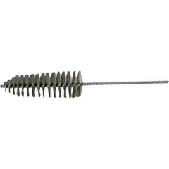 Brush Research Mfg. - 2-1/4" Diam Helical Stainless Steel Tube Brush - Single Spiral, 0.006" Filament Diam, 6-1/2" Brush Length, 14" OAL, 0.245" Diam Galvanized Steel Shank - Industrial Tool & Supply