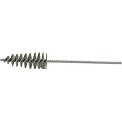 Brush Research Mfg. - 1.2" Diam Helical Stainless Steel Tube Brush - Single Spiral, 0.006" Filament Diam, 2-1/8" Brush Length, 10-1/2" OAL, 0.245" Diam Plastic Handle Shank - Industrial Tool & Supply