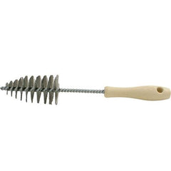 Brush Research Mfg. - 2.05" Diam Helical Stainless Steel Tube Brush - Single Spiral, 0.006" Filament Diam, 3-5/8" Brush Length, 12" OAL, 0.292" Diam Plastic Handle Shank - Industrial Tool & Supply