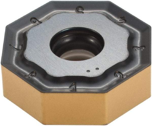 Iscar - ONMU080608 TN Grade IC810 Carbide Milling Insert - AlTiN/TiN Finish, 0.2362" Thick, 0.7953" Inscribed Circle, 0.8mm Corner Radius - Industrial Tool & Supply