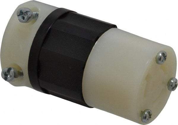 Leviton - 250 VAC, 15 Amp, L6-15R Configuration, Industrial Grade, Self Grounding Connector - 1 Phase, 2 Poles, 0.245 to 0.7 Inch Cord Diameter - Industrial Tool & Supply