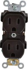 Leviton - 125 VAC, 15 Amp, 5-15R NEMA Configuration, Brown, Industrial Grade, Self Grounding Duplex Receptacle - 1 Phase, 2 Poles, 3 Wire, Flush Mount, Impact Resistant - Industrial Tool & Supply