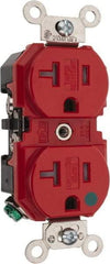 Leviton - 125 VAC, 20 Amp, 5-20R NEMA Configuration, Red, Hospital Grade, Self Grounding Duplex Receptacle - 1 Phase, 2 Poles, 3 Wire, Flush Mount, Tamper Resistant - Industrial Tool & Supply