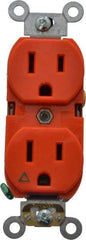 Leviton - 125 VAC, 15 Amp, 5-15R NEMA Configuration, Orange, Industrial Grade, Isolated Ground Duplex Receptacle - 1 Phase, 2 Poles, 3 Wire, Flush Mount, Tamper Resistant - Industrial Tool & Supply