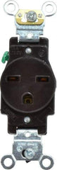 Leviton - 250 VAC, 15 Amp, 6-15R NEMA Configuration, Brown, Industrial Grade, Self Grounding Single Receptacle - 1 Phase, 2 Poles, 3 Wire, Flush Mount, Impact Resistant - Industrial Tool & Supply