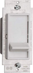 Leviton - 1 Pole, 120 VAC, 60 Hz, 600 Watt, Residential Grade, Slide Switch, Wall and Dimmer Light Switch - 1.73 Inch Wide x 4.13 Inch High, Incandescent - Industrial Tool & Supply