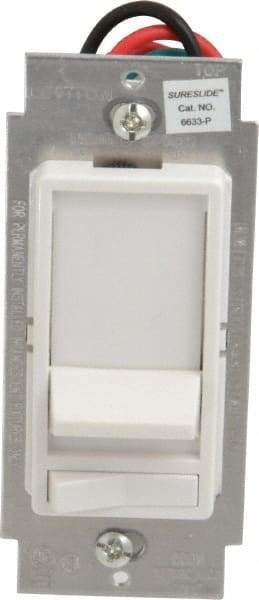 Leviton - 1 Pole, 120 VAC, 60 Hz, 600 Watt, Residential Grade, Rocker, Wall and Dimmer Light Switch - 1.73 Inch Wide x 4.13 Inch High, Incandescent - Industrial Tool & Supply