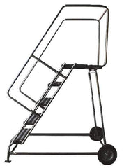 Ballymore - 93" 6 Step Ladder - Rolling Safety Ladder, 300 Lb Capacity, 60" Platform Height, 30" Base Width x 49" Depth, Solid Ribbed Tread - Industrial Tool & Supply