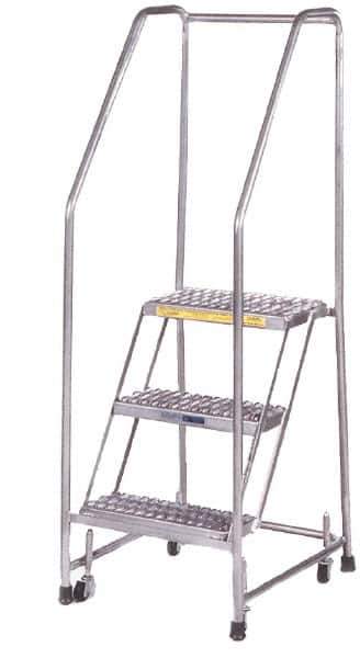 Ballymore - 49" 2 Step Ladder - 300 Lb Capacity, 19" Platform Height, 30" Base Width x 19" Depth, Heavy-Duty Serrated Grating - Industrial Tool & Supply