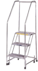 Ballymore - 68" 4 Step Ladder - Rolling Safety Ladder, 300 Lb Capacity, 38" Platform Height, 30" Base Width x 31" Depth, Heavy-Duty Serrated Grating - Industrial Tool & Supply