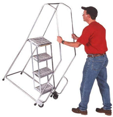Ballymore - 49" 2 Step Ladder - 300 Lb Capacity, 19" Platform Height, 20" Base Width x 19" Depth, Heavy-Duty Serrated Grating - Industrial Tool & Supply